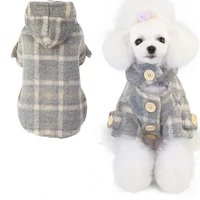 plaid luxury dog clothes winter pet cat jacket suit for small medium dogs woolen trench jacket outfit dachshund dog costume xxl