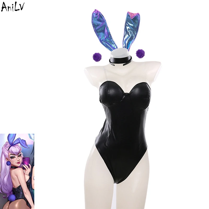 

AniLV Anime Evelynn Bodysuit Swimsuit Costume Bunny Girl Tight Leotard Swimwear Uniform Pool Party Cosplay