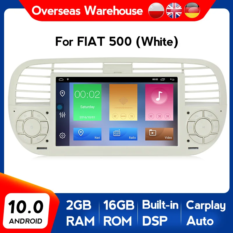 Новый товар! DSP android 10 0 автомобильный dvd gps навигатор мультимедийный плеер для Fiat 500
