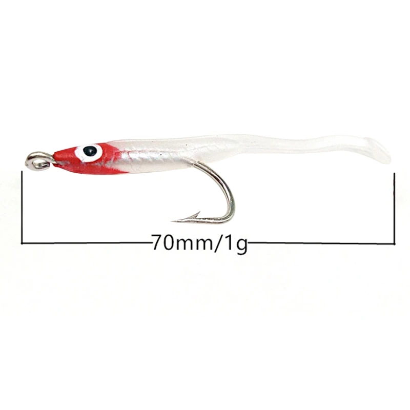

SUNMILE 2Pcs Fishing Bait, Bionic Small Fish Bait, T-Tail Simulation Soft Bait, Suitable for Lake and Sea (7cm/1G)