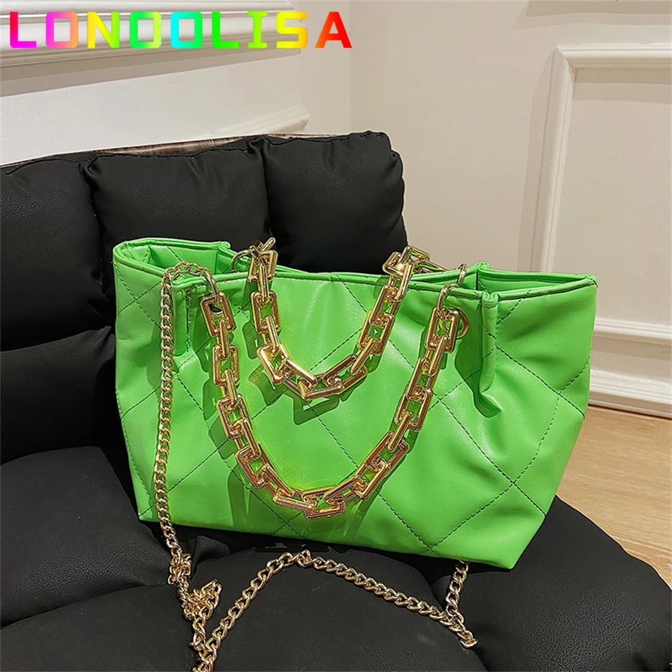 

New Women Casual Tote Bag Fashion Thick Chain Large Handbag Ladies Shoulder Messenger Shopping Sac Korean Style Crossbody Bolsa