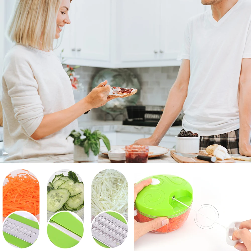 JuneJour кухонный ручной измельчитель ручной веревочный кухонный комбайн Silcer измельчитель салат коробка производитель стиль лук слайсер кухонный комбайн