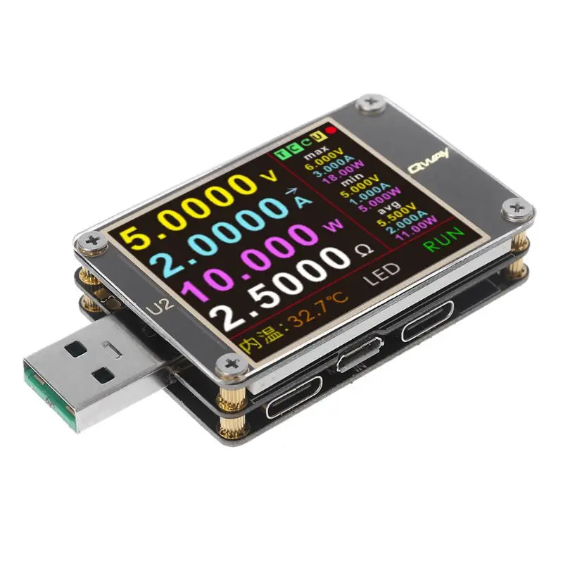 

Upgraded WEB-U2 USB Tester QC4.0+ PD3.0 2.0 PPS Quick Charging Protocol Capacity DC meter 4~24V 5A OOTDTY