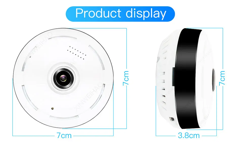 2.0MP Full view wifi 360 градусов двухстороннее аудио Панорамное 1080P рыбий глаз Беспроводная интеллектуальная ip-камера V380 мини-камера