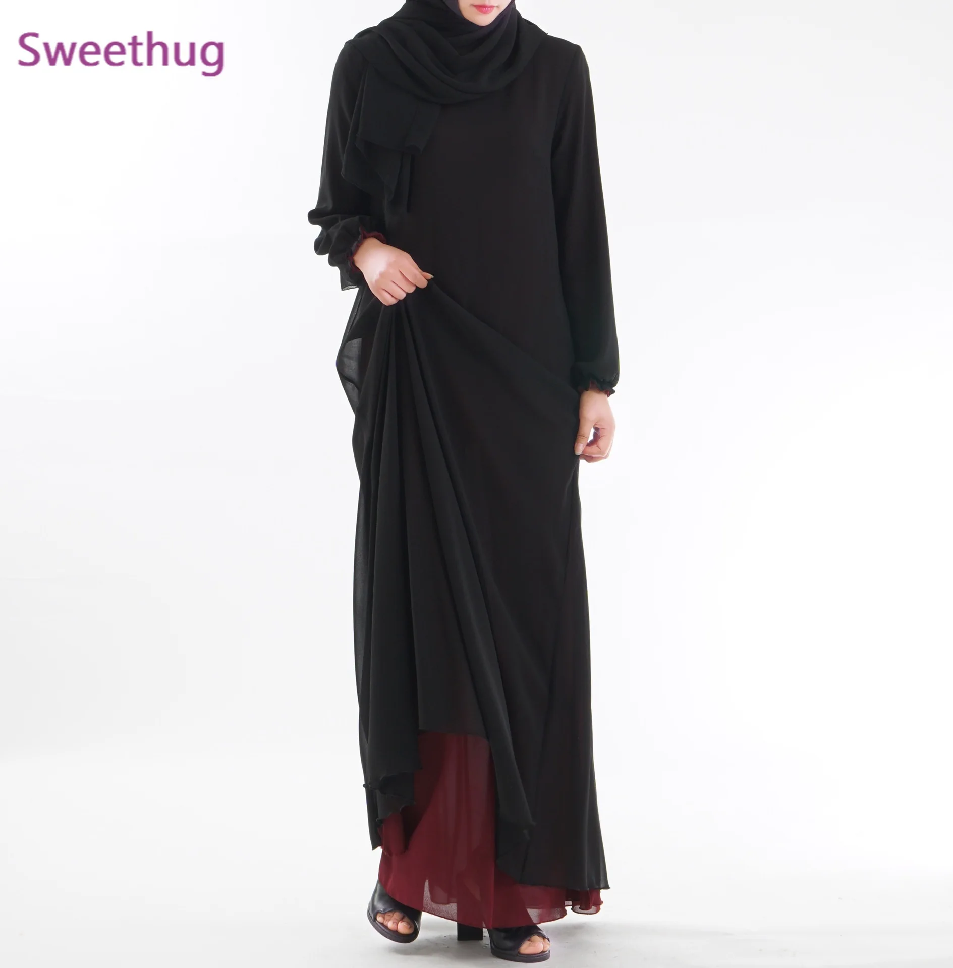 2021 хиджаб двухсторонняя платья Рамадан ИД шифоновая абайя Дубай, Турция арабский мусульманское платье Для женщин Maroc кафтан Sukienki Халат