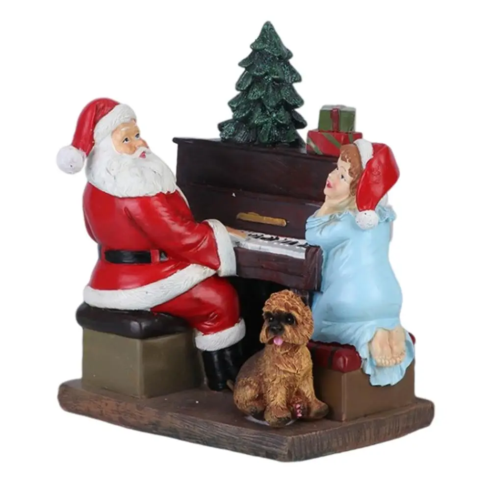 

Santa Claus Ornament Resin Santa Claus Figurine Cute Santa Claus Decoration Exquisite Piano Decorations Suitable For Holiday