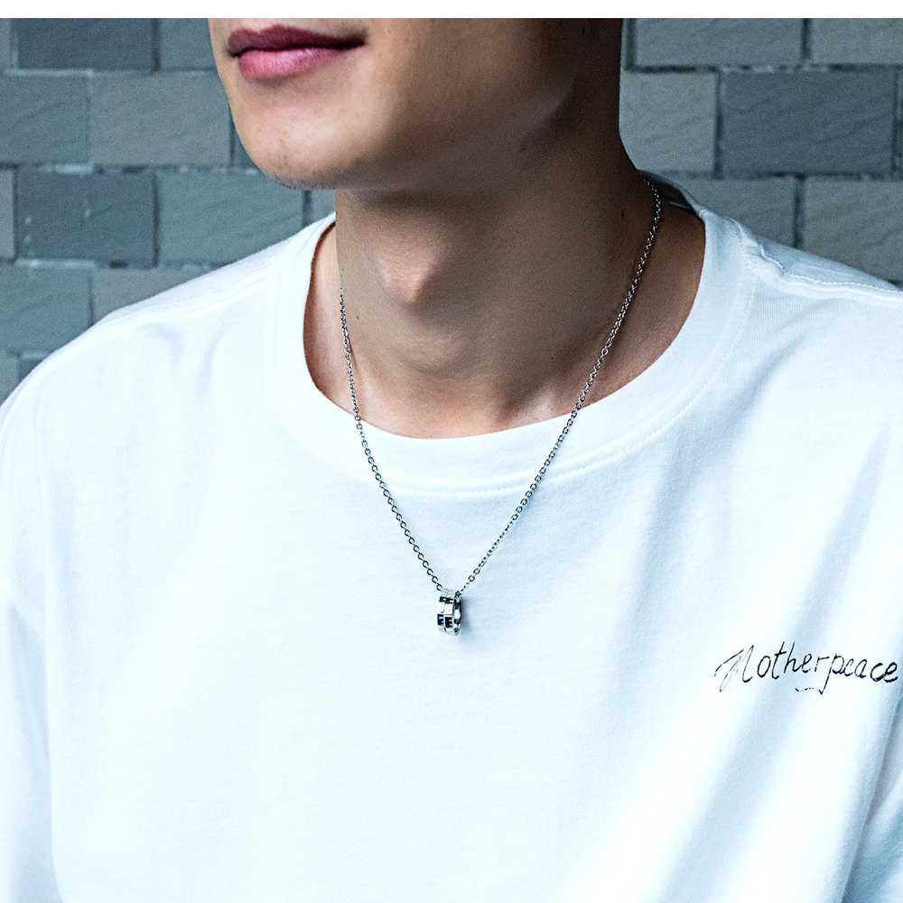 EyeYoYo японская и Корейская Ins двойное кольцо кулон из титановой стали сетка