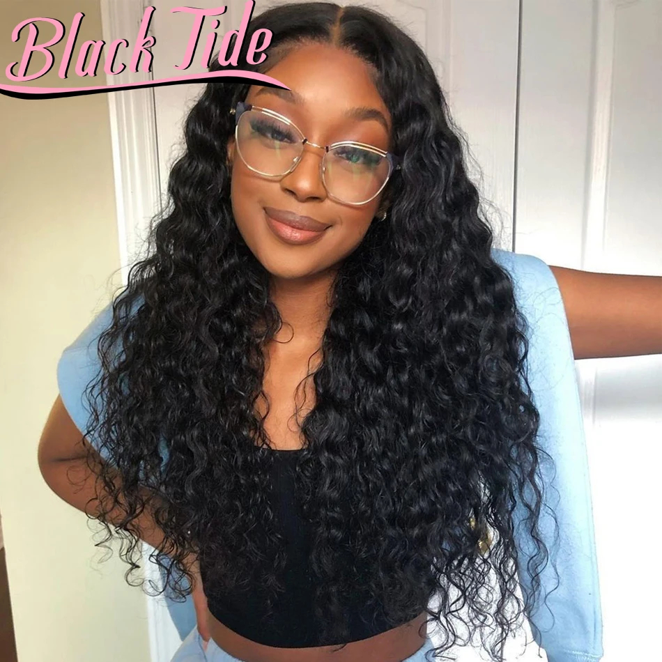 

Water Wave Lace Front Wig 13X4 Lace Front Human Hair Wig Indian 150% Remy 4X4 Water Wave Closure Wig Pre Plucked Wig For Women