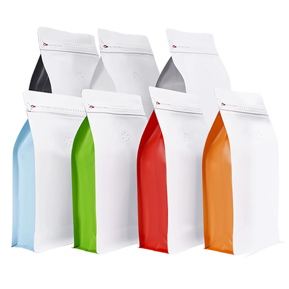 

100PCS Fashionable Stock Smell Leak Proof Zipper Laminating Flat Bottom 16oz Coffee Tea Plastic Packaging Bags