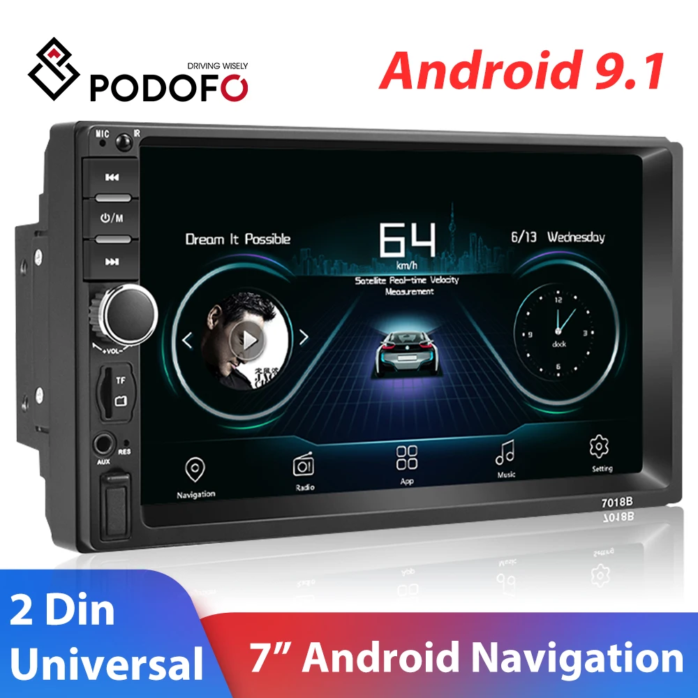 

Автомагнитола Podofo, мультимедийный проигрыватель с 7 "экраном, Android 9,1, радио, GPS, для Volkswagen, Nissan, Hyundai, Kia, Toyota, типоразмер 2 Din