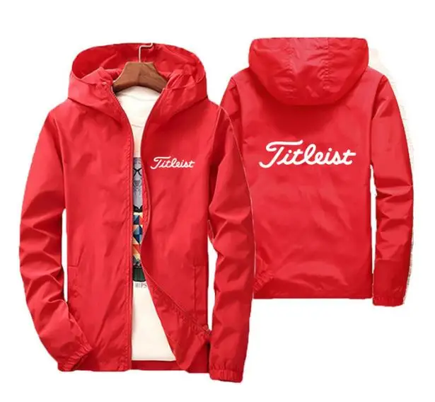 Ветровка мужская с капюшоном тонкая куртка-бомбер для гольфа повседневная