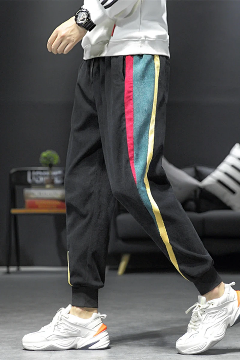 

Men and Women Hip Hip Pants Color Block Patchwork Corduroy Cargo Harem Pant Streetwear Harajuku Jogger Sweatpant Cotton Trousers
