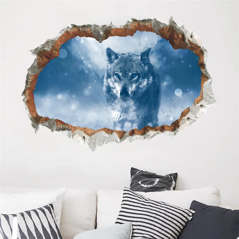 3d настенные наклейки с дырками для гостиной украшения дома Diy пейзажем