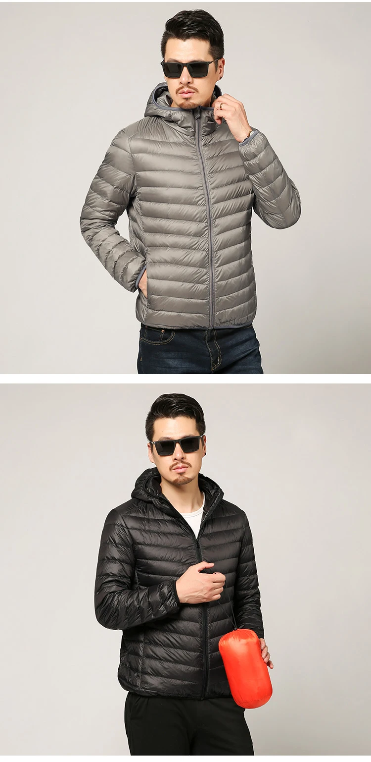 Multi-color Winter Fashion Brand Ultralight Duck Down Jacket Men Hooded Streetwear Light Feather Waterproof Warm Coat 4XL
