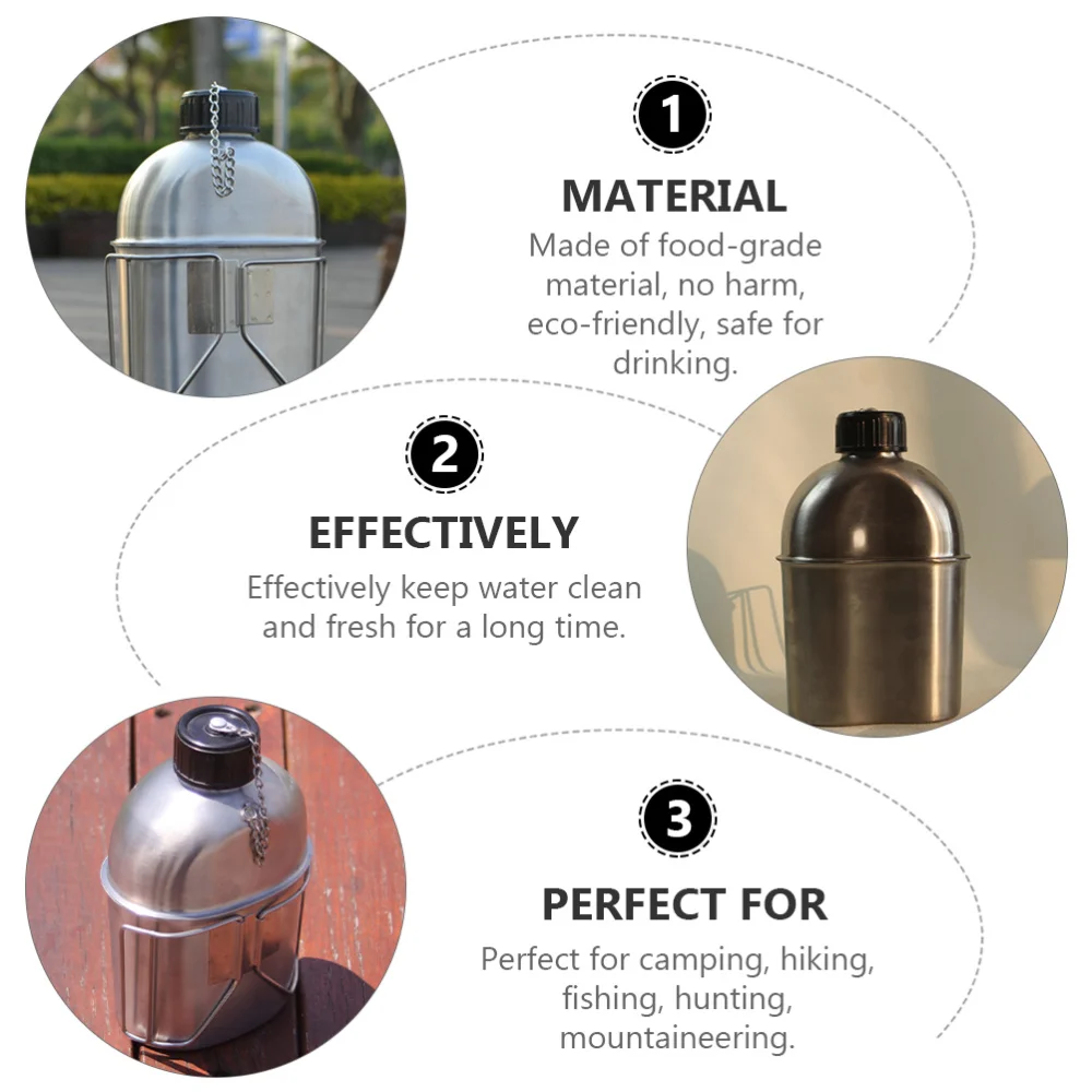 

1 Set Camping Canteen Hiking Sports Cup Mug Stainless Steel Water Bottle Cup