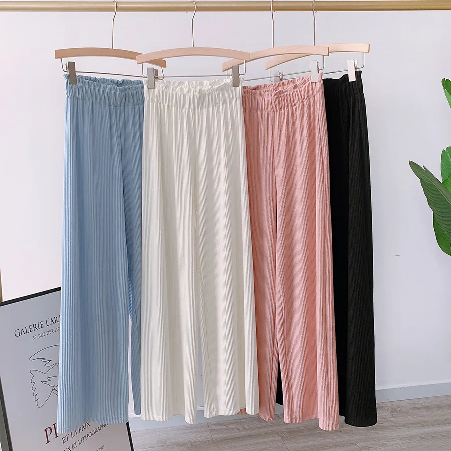 

Брюки женские с широкими штанинами, Элегантные повседневные драпированные Мягкие штаны с завышенной талией, на шнуровке, весна-лето