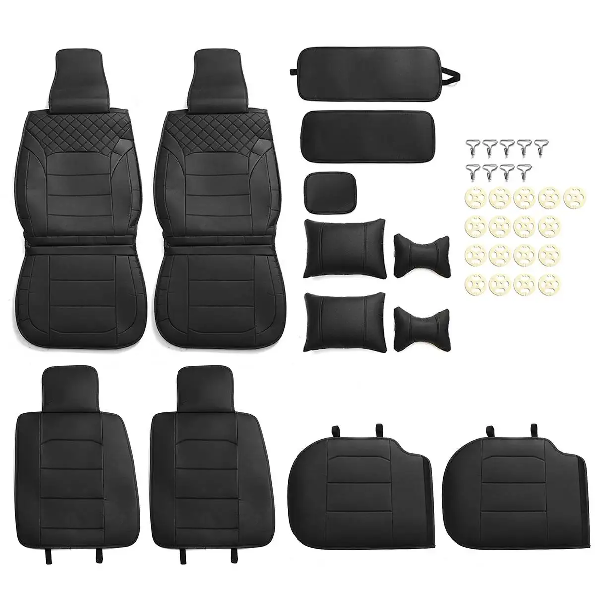 

Luxury Car Seat Cover Set Breathable PU Leather Auto Seat Cushion Protection Mat Pad Automobile Covers For Universal 5 Seat Car