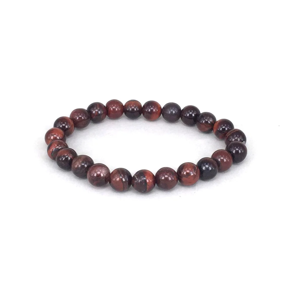 

Red Tiger Eye Beaded Bracelet Natural Stone Chakra Yoga Bracelet Elastic Rope Sport Bangle Fashion Accessories Men Women Jewelry