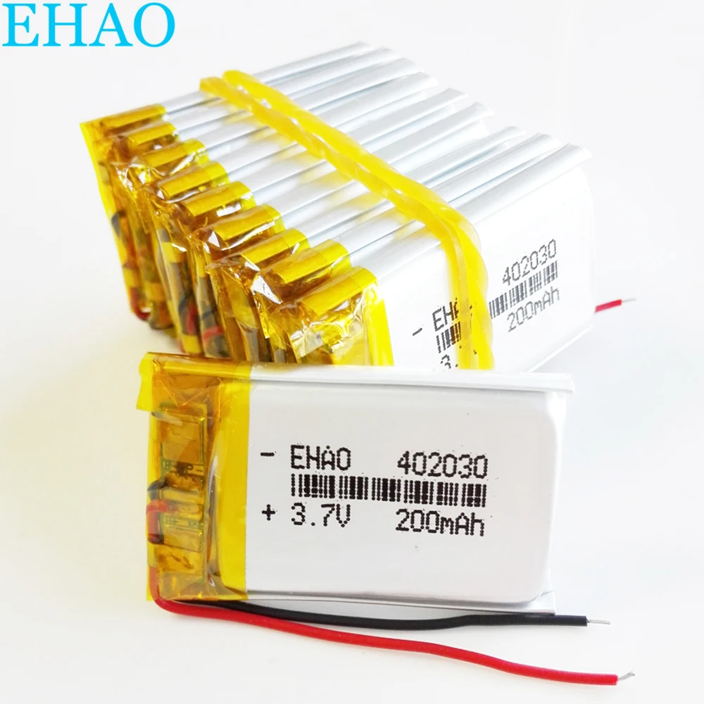 Оптовая продажа 10 шт 3 7 V 200mAh 402030 литий-полимерная LiPo аккумуляторная батарея для Mp3