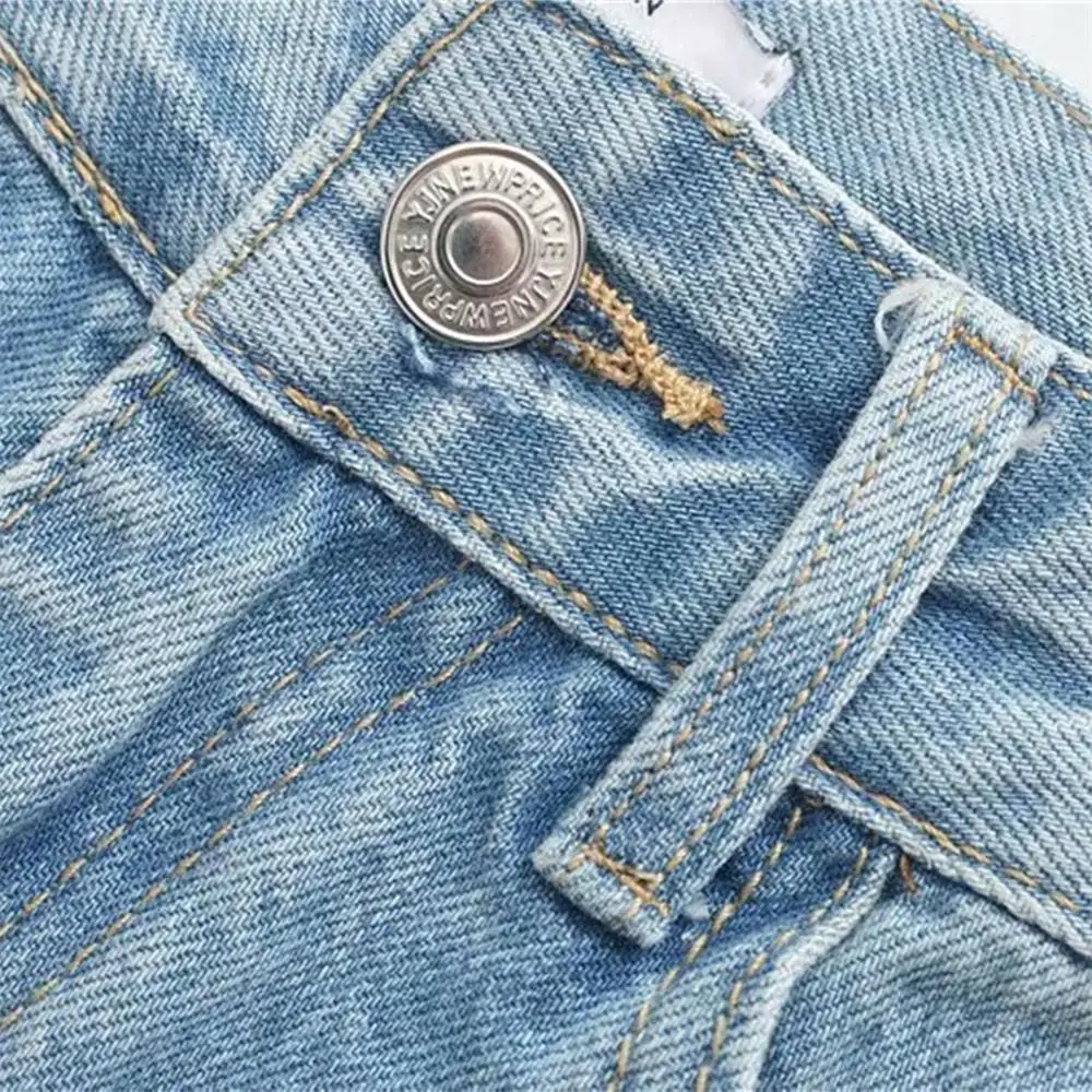 Женские прямые джинсы с завышенной талией свободные меховым краем осень