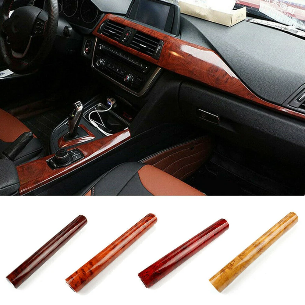 

100*30CM PVC Self-adhesive Wood Grain Textured Car Wrap Film Car Internal Stickers DIY Furniture Wood Grain Film Accessorries