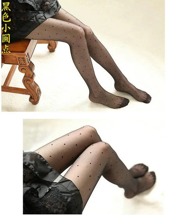 1PC Sexy Women Pantyhose Tights Summer Nylon Polka Dot Print Stockings Seamless Fishnet Mesh Female Hosiery Vintage Faux Tattoo | Женская