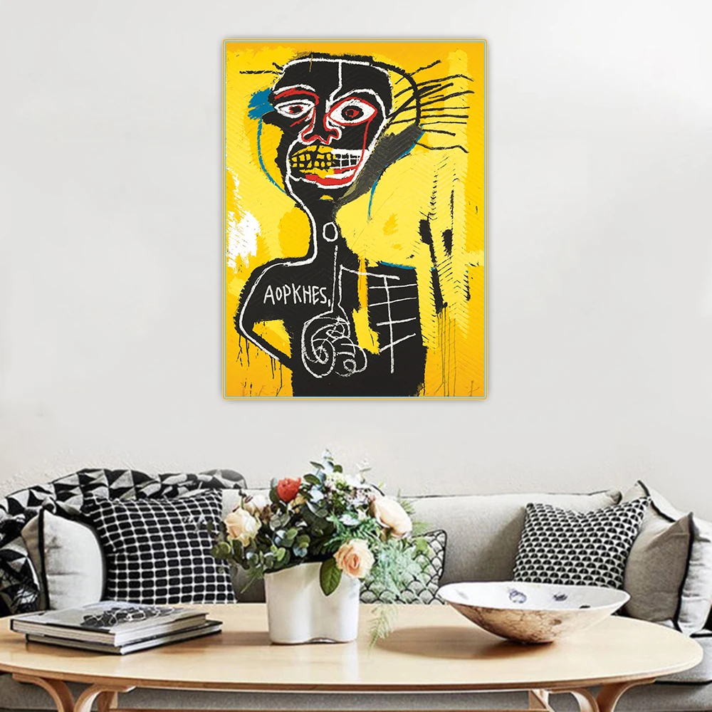 

Holover Jean Michel Basquiat"Cabeza"Abstract Graffiti Canvas Oil Painting Artwork Poster Wall Art Aesthetic Home Interior Decor