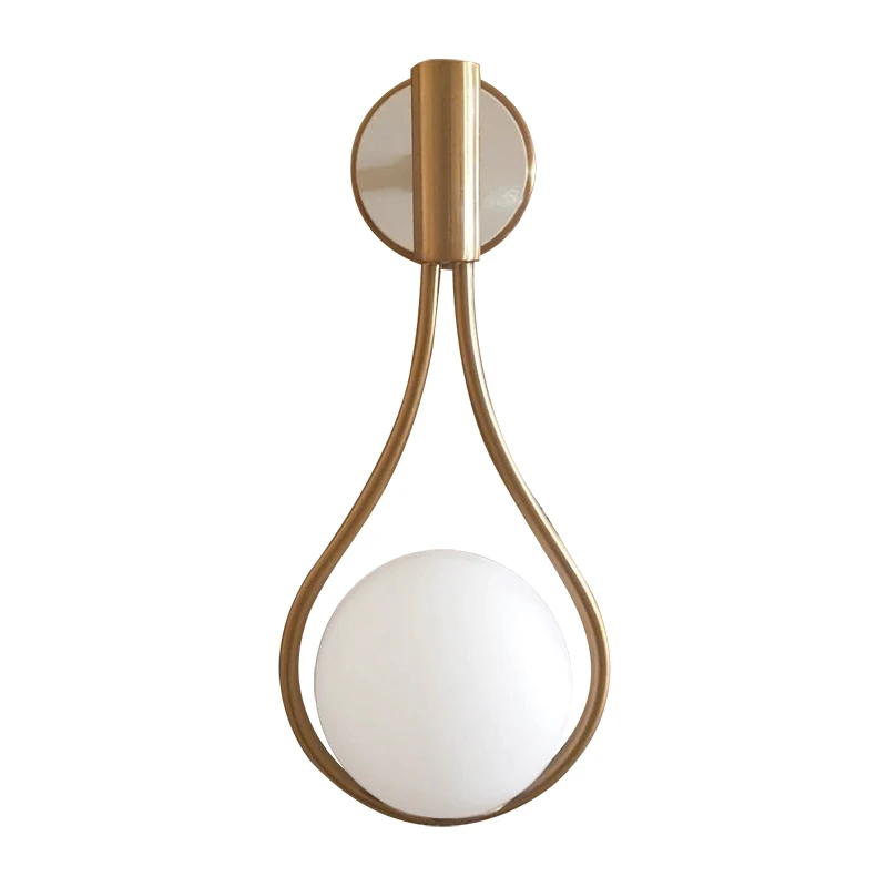 

Nordic personality creative designer living room metal wall lamp LED modern minimalist bedroom bedside glass wall lamp