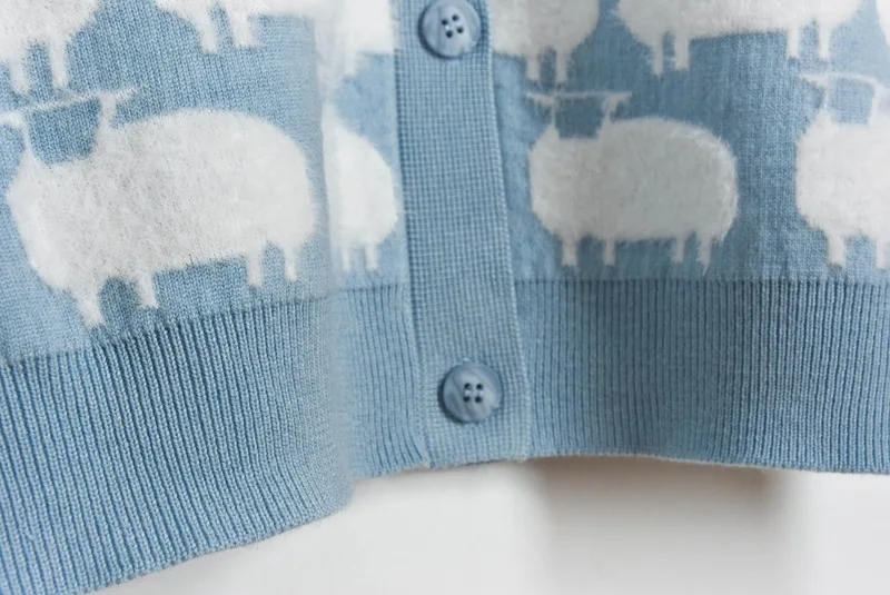 

New Runway 2020 Women Autumn Long Cardigan Female V-neck Coat Casual Sheep Cartoon Knitted High Quality Fashion Loose Outwear