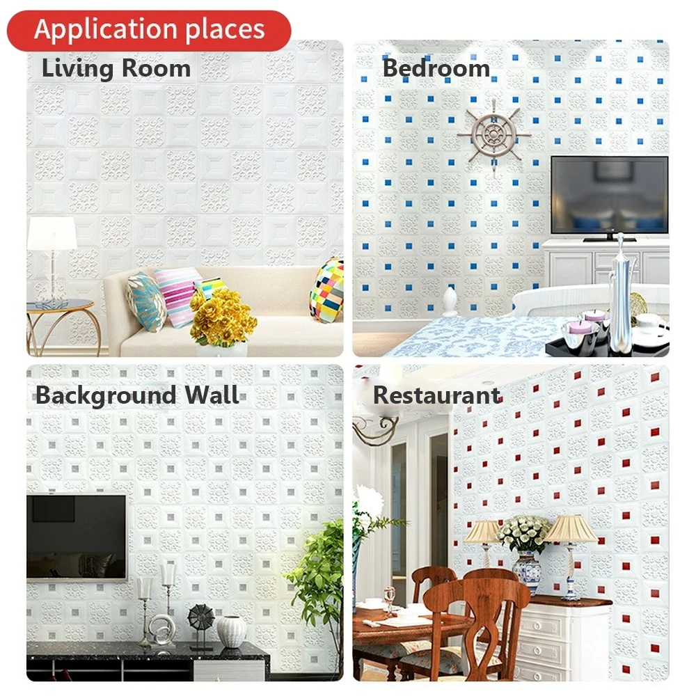 

Self Adhensive 3D Wall Sticker Thicken 4.5mm Roof Decoration Wallpaper Living Room Decor Foam Waterproof Wallpaper