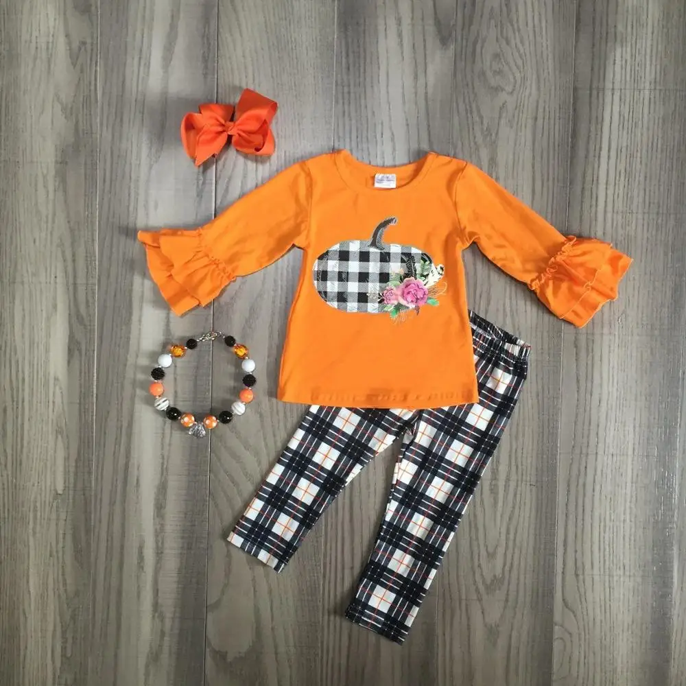 Осень/Зима Хэллоуин благодарения штаны для маленьких девочек детская одежда