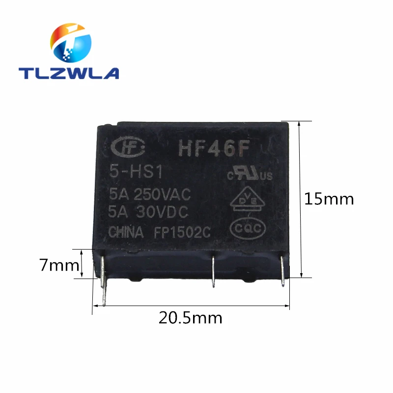 10 шт./лот 30 В постоянного тока реле питания HF46F-005-HS1 HF46F-012-HS1 5-HS1 12-HS1 24-HS1 5A 250VAC 4PIN 5V 12V
