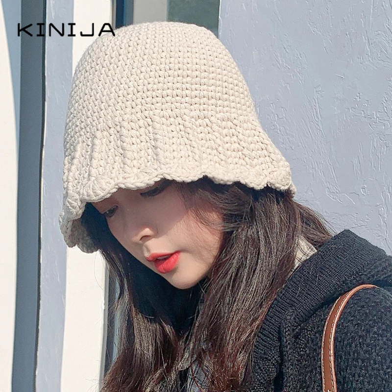 Зимняя шерстяная Панама Женская однотонная рыболовная Кепка осенняя Корейская