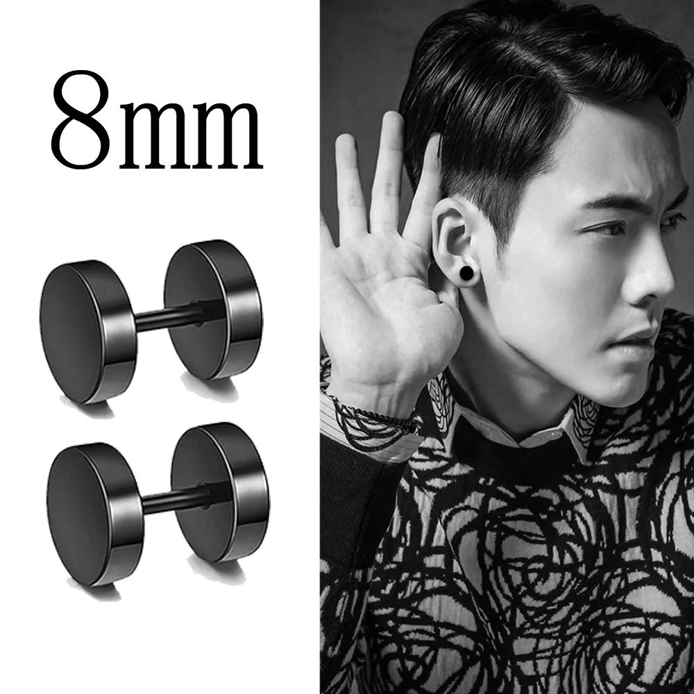 

1 pair Punk Black Multiple Styles Stainless/Titanium Steel Stud Earrings For Men and Women Gothic Street Pop Hip Hop Ear Jewelry