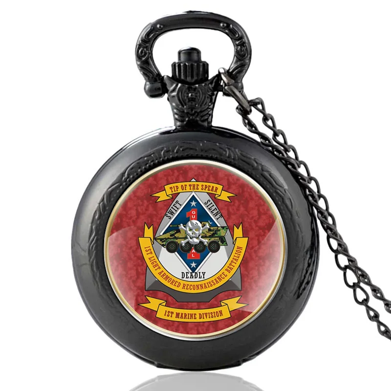 

USMC 4th Light Armored Reconnaissance Battalion Quartz Pocket Watch Vintage Pendant Clock Watch Men Women Necklace Best Gifts