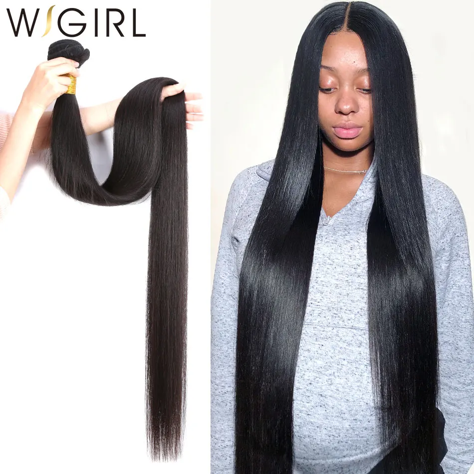 Wigirl прямые 8-28 30 32 40 дюймов Remy бразильские волосы плетение пряди натуральные человеческие волосы 1 3 4 пряди