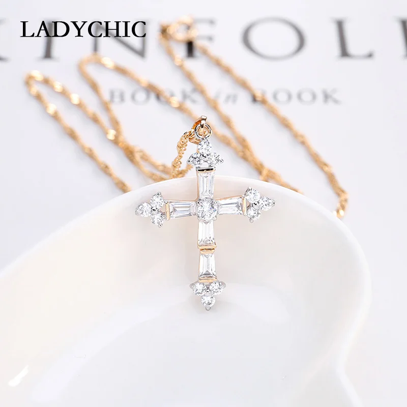 LADYCHIC уникальный дизайн прозрачный Кристальный золотой цвет кулон ожерелье для
