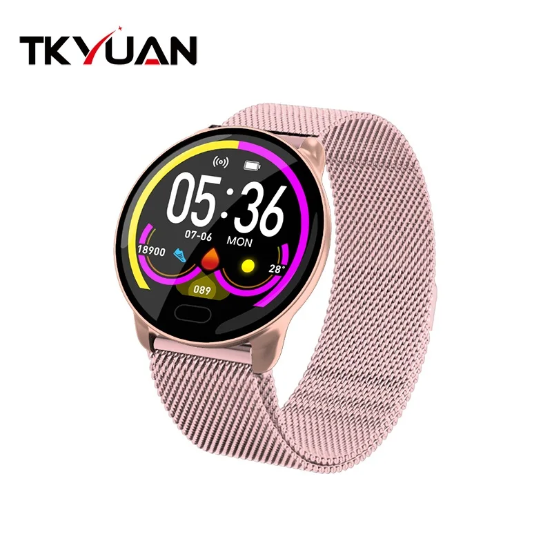 pink metal TKYUAN K9 Смарт-часы для женщин и мужчин спортивные фитнес-трекер IP67 Водонепроницаемый пульсометр кровяное давление здоровье сон PK V11 V12 Q9 - Цвет: pink metal
