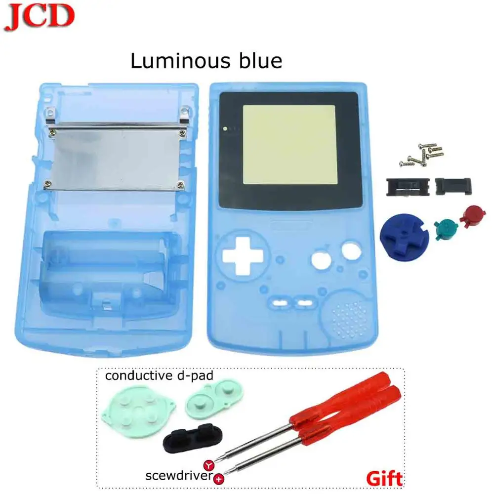 Luminous blue JCD светящийся цвет для GBC Ограниченная серия оболочки замена на запчасти для Gameboy игровая консоль полный корпус для GBC scewdriver - Цвет: Luminous blue