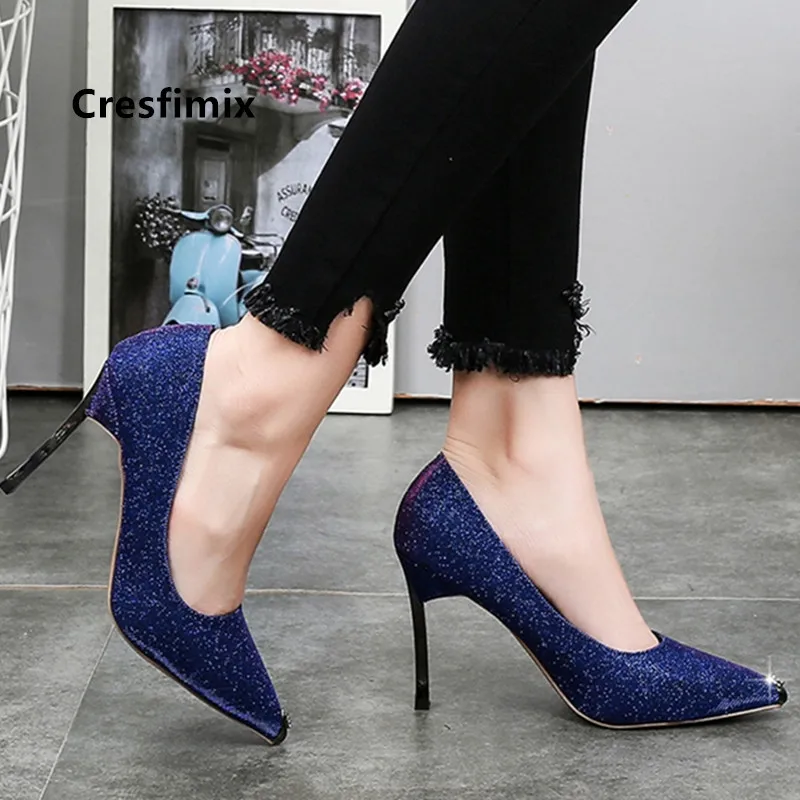 Cresfimix sapatos azuis/женские милые фиолетовые туфли на высоком каблуке Пикантные