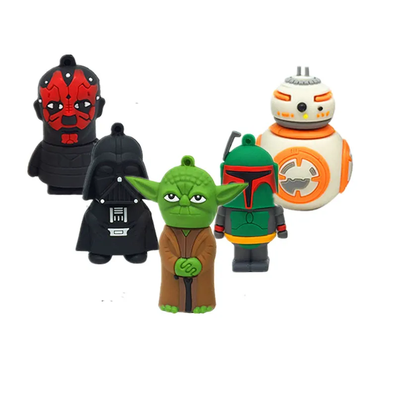 Флеш-накопитель USB 64G Star Wars, флеш-накопитель 32 GB, флешка 16GB R2D2 Darth Vinda 8GB 4GB Maul Bounty Hunter, USB2.0 карта памяти, носитель