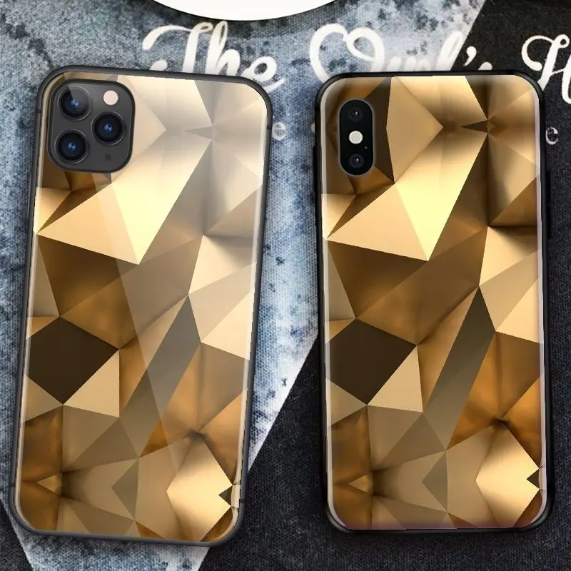 Алмазный геометрический Золотой высококлассный чехол для iPhone SE 6 6s 7 8 plus x xr xs 11 Pro