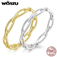 wostu authentic 925 sterling silver lock chain hollow engagement size rings for women female original jewelry ctr211