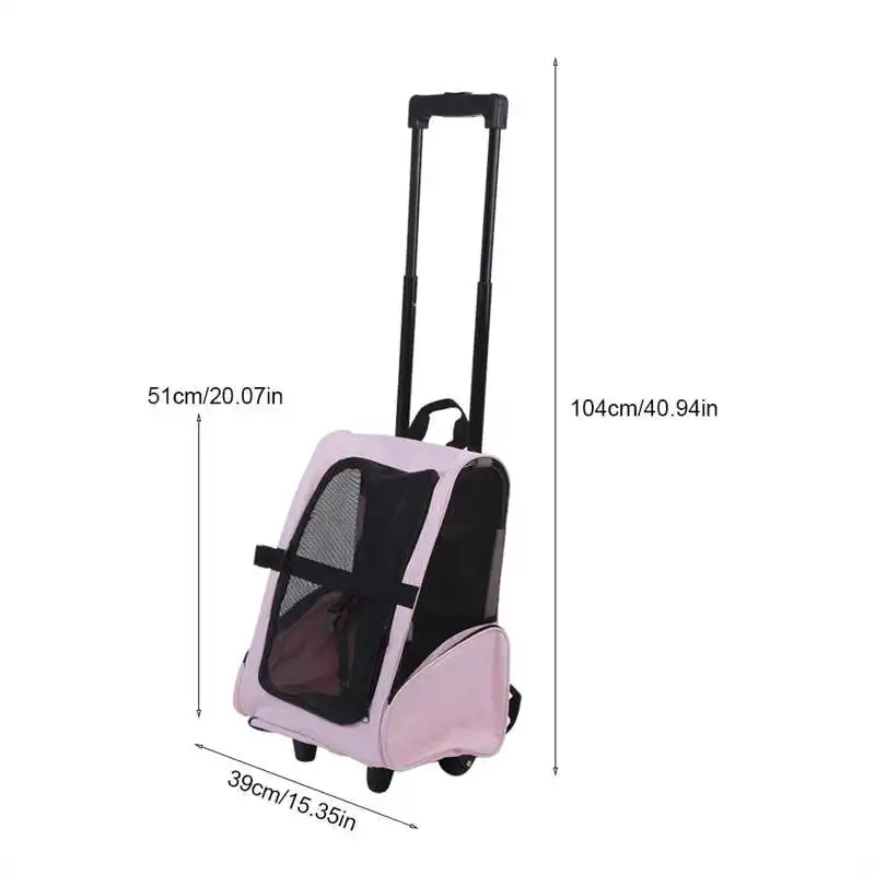 

Pet Wheel Carrier Transport Bag Backpack Breathable Pet Travel Carrier Bag Rolling Backpack Cat Dog Transporting Luggage Box