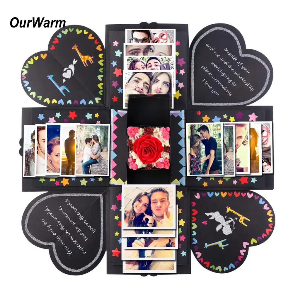 

OurWarm Creative Explosion Box DIY Handmade Photo Album Scrapbooking Surprise Gift Box for Wedding Engagement Anniversary
