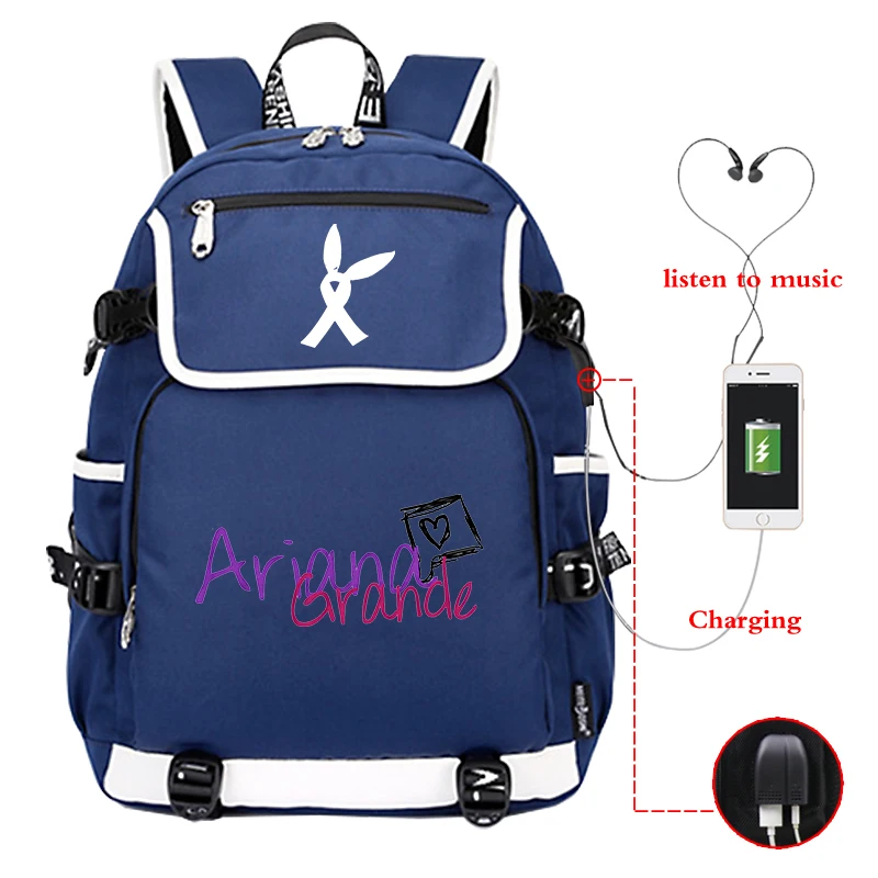 Canvas Backpack 13 Ариана Гранде школьный рюкзак модные мужские рюкзаки Банг Чан Феликс вуцзинь Миньо путешествия ноутбук рюкзак usb зарядка ранец - Цвет: Canvas Backpack 13