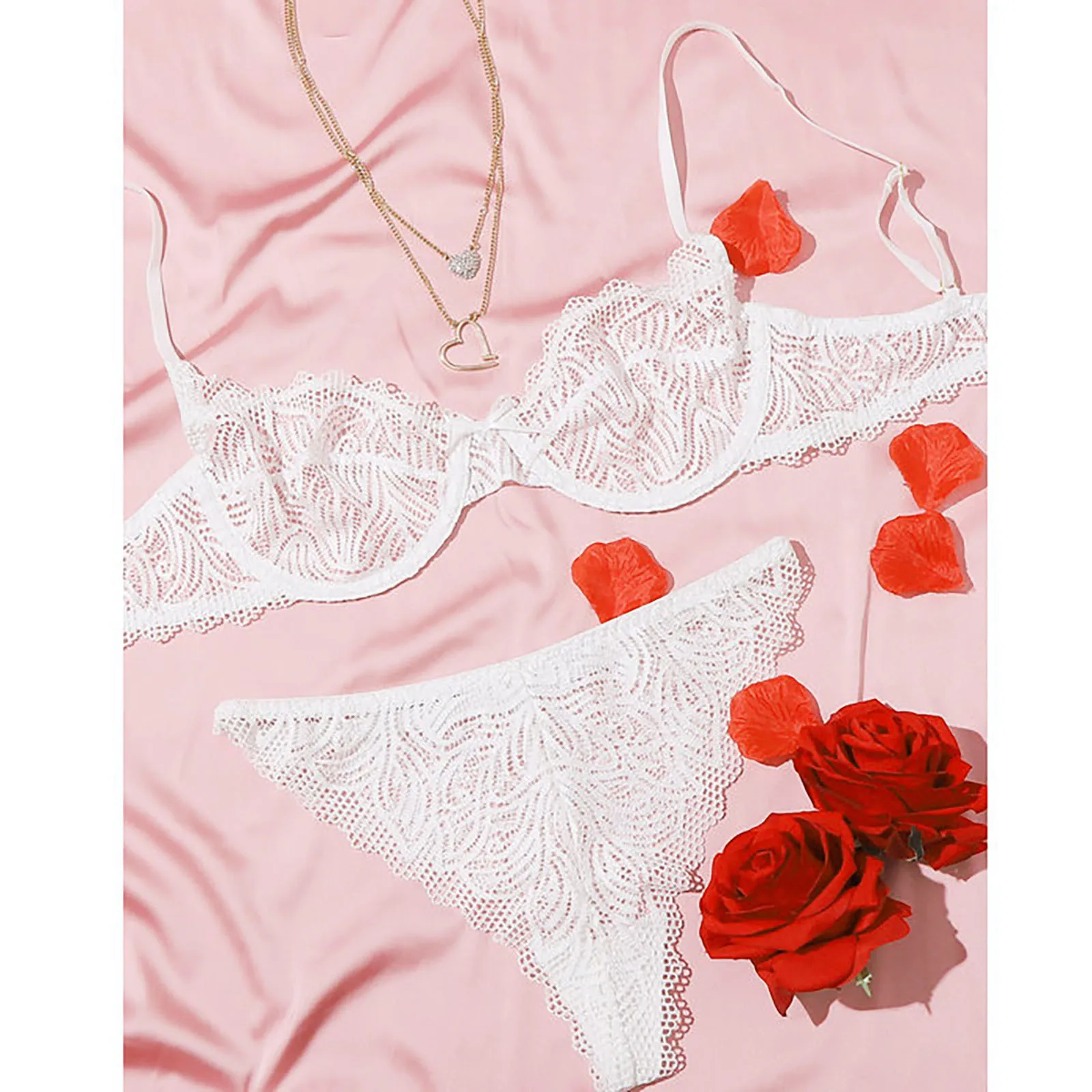 

2PC Ladies Sexy Lingerie Lace Bra See-Through Thong Temptation Adjustable Strap Underwear Porno Mujer Erotic Lenceria Sleepwear