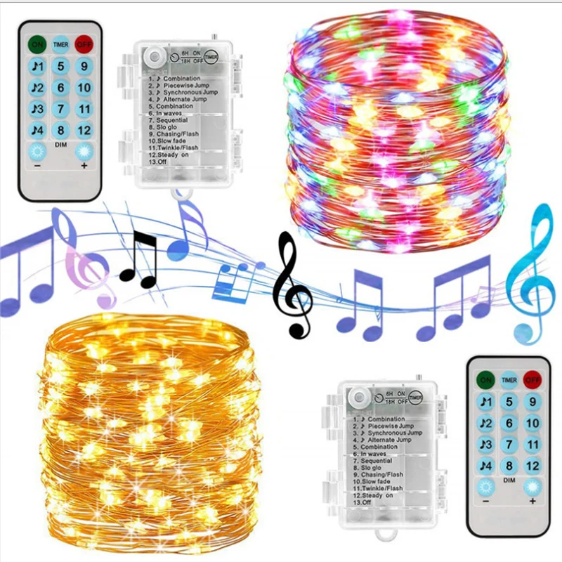 Светодиодная музыкальная гирлянда с питанием от батарейки и активацией звуком 5