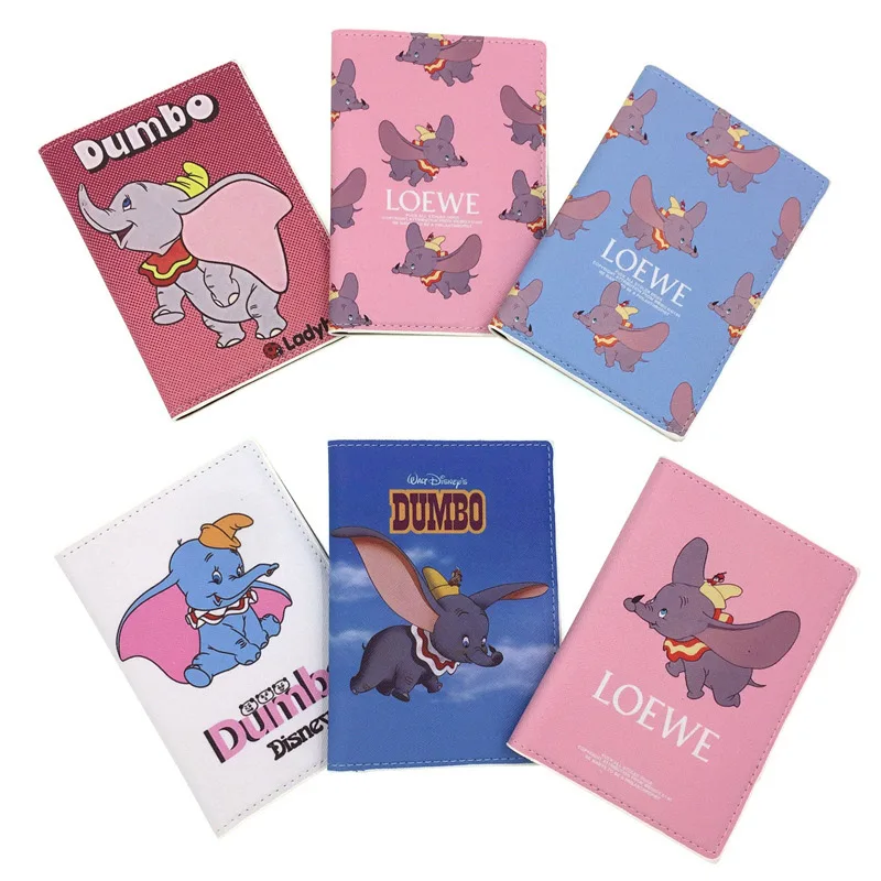 

Disney Dumbo Elephant Passport Covers Travel Accessories Leather ID Bank Card Bag Men Women Passport Business Holder