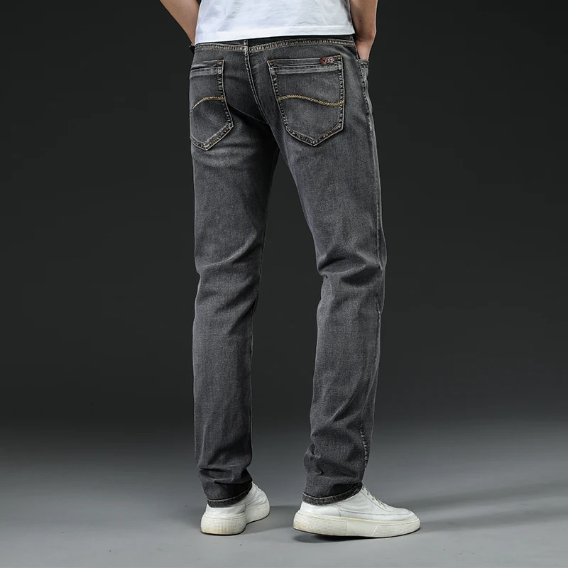 Джинсы Прямые мужские брюки для мужчин высокого качества мягкий приталенный